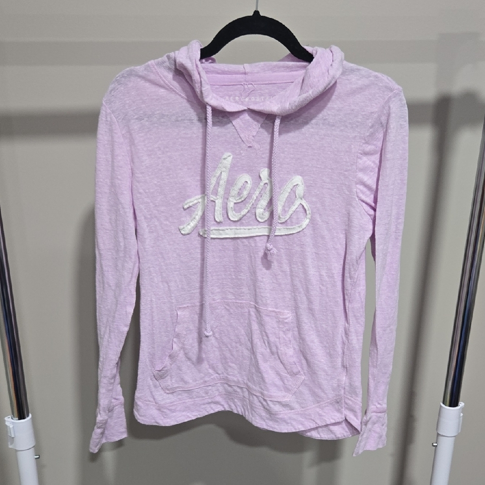 NWOT Sz M Aeropostale 2017 Lilac Purple Long Sleeved Hooded Tshirt Lightweight